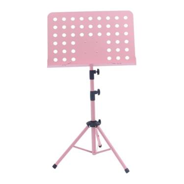 Imagem de menolana Suporte para partituras, altura ajustável, portátil, antiderrapante, configuração simples, suporte para livros de música, dobrável para banda, violão, Rosa