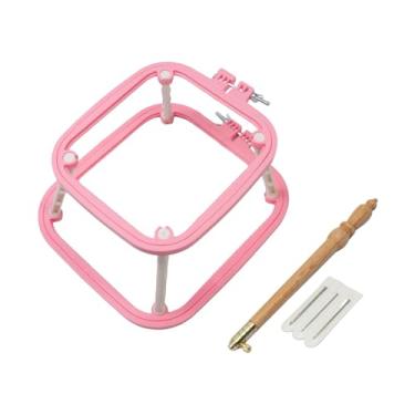 Imagem de Fancyes Suporte de mesa para bordado, bastidor para bordado, suporte, moldura leve para agulha perfurada, moldura para ponto cruz para costura, Vermelho