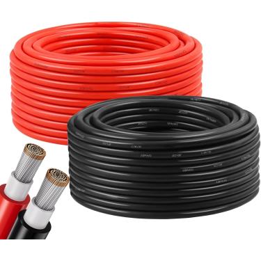 Imagem de Aimou Fio solar de 10 AWG, cabo de extensão solar de calibre 10 6 mm² Fio fotovoltaico de cobre estanhado para painel solar, sistemas fotovoltaicos fora da rede externa, telhado, trailers, barcos