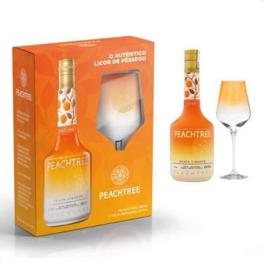 Imagem de Kit Licor Fino de Pêssego Peachtree Garrafa 700ml Com Taça