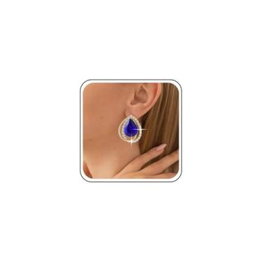 Imagem de Aneneiceera Brincos vintage de lágrima esmeralda oval recorte esmeralda brinco gota d'água brincos minúsculos ovais de cristal verde joias para mulheres, one size, Latão, Sem pedra preciosa