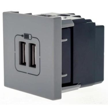 Imagem de Tomada c/2 usb 2 mod. 2400ma cinza 615089cz pial plus+ - LEGRAND 