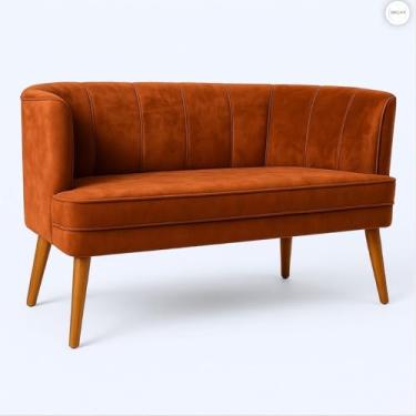 Imagem de Sofá Namoradeira Resistente para Clínica Confortável Tecido Veludo Sala de Espera MOBLAN decor (Terracota)