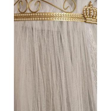 Imagem de Kit Dossél para Parede Quarto Bebê Dourado com Coroa Realeza e Perolas