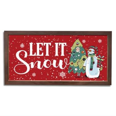 Imagem de Placa Let It Snow, decoração de flocos de neve, decoração de parede vibratória de Natal, decorações de árvores de Natal de boneco de neve, decoração de casa de inverno, decorações de sala de estar