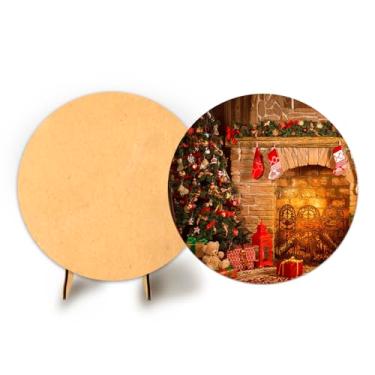 Imagem de Painel Redondo C Elastico 50cm Natal + Suporte MDF (NAT011)
