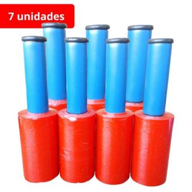 Imagem de Filme Stretch Vermelho com Cabo 25 Micras  7X Bobinas 10cm para Viagen