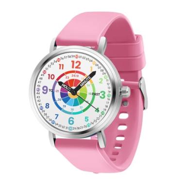 Imagem de DEFINEY Relógio de aprendizagem analógico infantil – Relógio de professor à prova d'água para meninos e meninas de 4 a 12 anos, relógio educativo de fácil leitura, presente de aniversário durável para