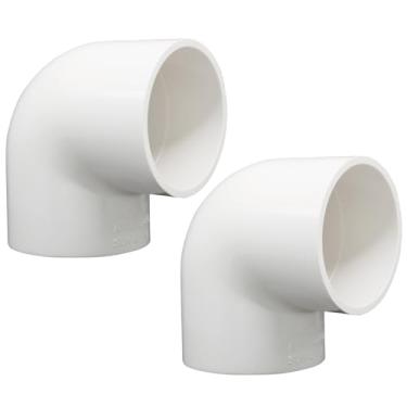 Imagem de Cionyce 2 peças de encaixe de cotovelo de PVC 90 graus de 5 cm - acessórios de canto de tubo branco para sistema de irrigação por gotejamento HE051-2, irrigador, edifício de móveis DIY