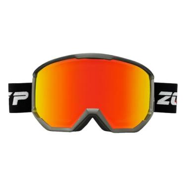 Imagem de YMTSGEQ Óculos de esqui, antiembaçamento OTG para neve/snowboard para homens e mulheres com 100% de proteção UV400 (armação preta com alça preta - lente vermelha profunda Revo (VLT 22%))