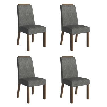 Imagem de Kit 4 Cadeiras de Jantar 4255 com Espaldar Rustic/Silver Madesa