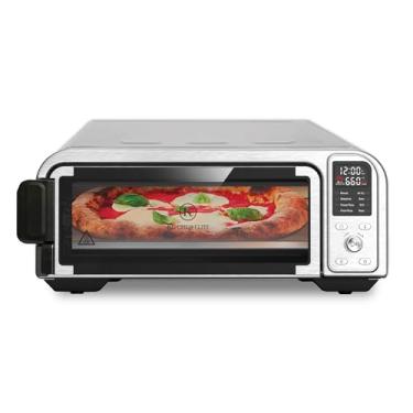 Imagem de Kitchen Elite Conjunto de forno de torradeira Air Fryer, fritadeira digital 8 em 1, bancada de forno de convecção de aço inoxidável, forno de pizza de 350 graus Celsius para pizza de 35 cm / 9 fatias,
