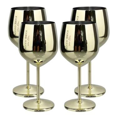 Imagem de Jagged Ridge Wine Rooms Taça de vinho de aço inoxidável com haste dourada - taça de vinho de aço elegante para festas, piqueniques e ocasiões especiais - Feita para todos os entusiastas de vinho -
