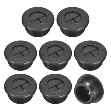 Imagem de uxcell 8 peças de ilhós para cabos, 20 mm (13/40.6 cm) ilhós de borracha flexível para escritório, computador, mesa, organizador de fios, preto