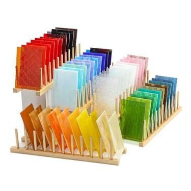 Imagem de CHICSHIS 50 folhas de vitral, pacotes de vidro colorido vibrante de 10 x 15 cm para projetos de mosaico de vidro, kit de vitrais iridescentes, opacos e transparentes, suprimentos de vitrais para