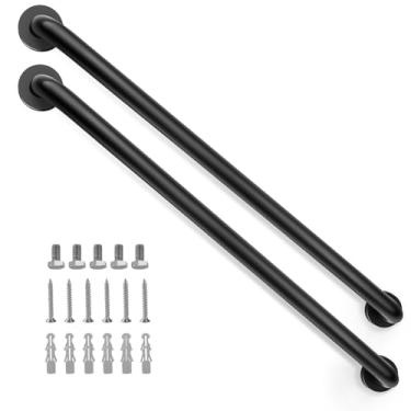 Imagem de Pacote com 2 barras de apoio de 81 cm para banheiras e chuveiros, corrimão de segurança de banheiro para idosos, alça de chuveiro antiderrapante de aço inoxidável de 3 cm de diâmetro, barra de suporte