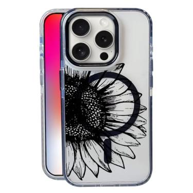 Imagem de Capa de girassol para iPhone 13 Pro, compatível com MagSafe, capa fosca macia e fina, à prova de choque, antiimpressões digitais, antiamarelamento, antiarranhões, capa de telefone magnética para Apple