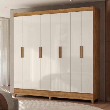 Imagem de Guarda Roupa Casal Ambiente Marajó 8 Portas Freijó Off White - Moval