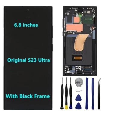 Imagem de 17.3 cm Original AMOLED 120 Hz para Samsung Galaxy S23 Ultra Screen Replacemen OEM S23ultra 5G S918U S918U1 S918B S918E Display Touch Screen Digitalizador Montagem (com moldura preta + ferramentas)