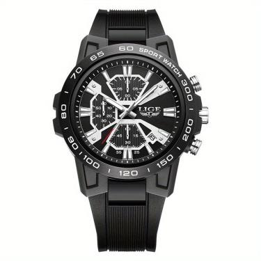 Imagem de Relógio de Quartzo Masculino Pulseira de Silicone com Display Analógico Esportivo Impermeavel