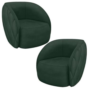 Imagem de Kit 02 Poltronas Decorativa Para Sala Living Olimpo M03 Veludo Verde - Lyam Decor