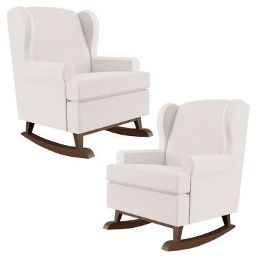 Imagem de Kit 02 Poltronas Malu Base De Madeira P02 Linho Cru