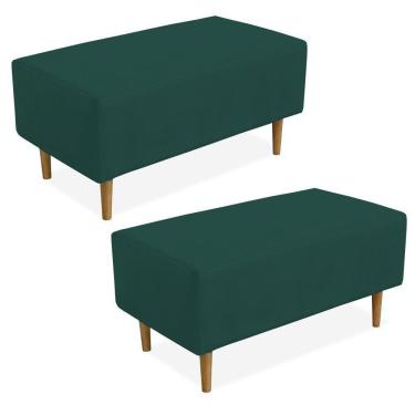 Imagem de Kit 02 Puffs Cléo W01 Pés Palito 90 Cm Suede Verde Musgo