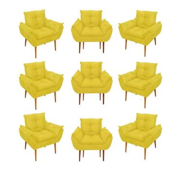 Imagem de Kit 09 Cadeiras Poltronas Opala Clinica Salão Balaqui Decor Cor:amarelo