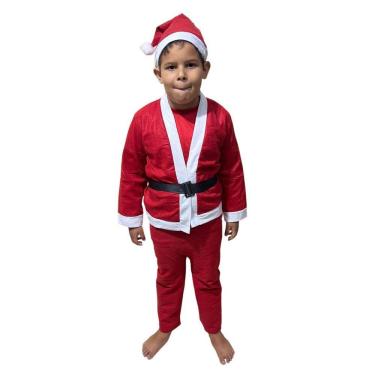 Imagem de Roupa Papai Noel Infantil Criança Natal Fantasia Completa Natalina Festa Evento Comemoraçao Confraternizaçao Fim De Ano