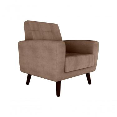 Imagem de Poltrona Cadeira Sala Decorativa Recepção Livia Matrix Marrom