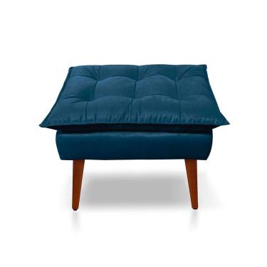 Imagem de Puff Opala Decorativo Panqueta De Apoiar Os Pés Suede Azul Marinho