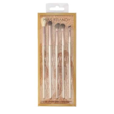 Imagem de Kit Com 5 Pincéis De Maquiagem Linha Champagne - Miss Frandy Pm16-60228 Elegância E Funcionalidade
