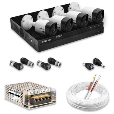 Imagem de Kit 4 Câmeras De Segurança Intelbras Full Hd 1080p Com Dvr Mhdx 1204 1080p | Completo 100% Intelbras