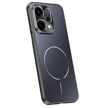 Imagem de HAOMRIYL Capa para Oppo Find X9/X9pro, capa magnética com proteção total de lentes, moldura antiderrapante, capa traseira de policarbonato rígido, preta, X9Pro