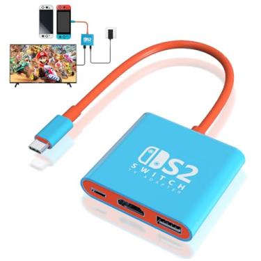 Imagem de Switch Dock para estação de ancoragem Nintendo Switch, adaptador de TV portátil, compatível com switch OLED/Steam Deck com suporte para modo dock de TV, 4K/60HZ para viagem com HDMI2.0, não suporta