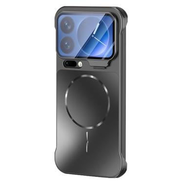 Imagem de HAOMRIYL Capa magnética para Xiaomi 17 Pro Max/17 Pro/17, capa com suporte de proteção total para lente fina, sem moldura, à prova de choque, preta, 17 Pro Max