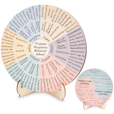 Imagem de Trauma Response Behavior Wheel Therapy Office Desk Decor Double-Side Mental Health Emotion Chart with Stand Trauma Therapy Gift for Therapist Counselor Home Office Calming Corner Must Have (15 cm)