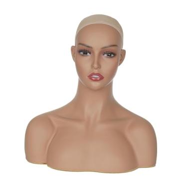 Imagem de harayaa Cabeça de manequim realista peruca mostrando suporte profissional peruca titular cabeça para chapéu colar acessórios beleza cachecóis