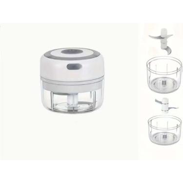Imagem de Mini cortador de alimentos, espremedor de alho elétrico, carregamento USB, moedor elétrico de vegetais, operação com uma mão, fácil de limpar (branco, 100 ml e 250 ml)