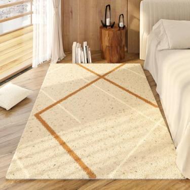 Imagem de Tapetes para quarto, decoração de sala de estar luxuosa e leve, tapete macio e fofo para cabeceira, tapete grosso e felpudo (200x250cm/E)