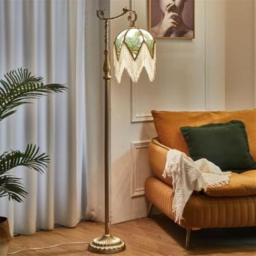 Imagem de Luminária de chão francesa de luxo com franjas, LED, estilo retrô americano, para sala de estar, sofá, quarto, escritório, casa de campo, hotel, estilo campestre europeu, criativa, decorativ