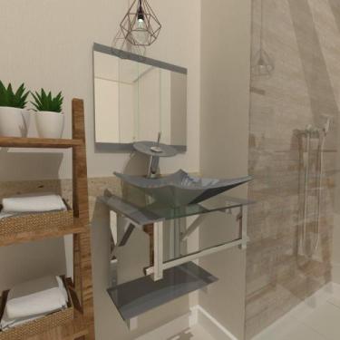 Imagem de Gabinete de Vidro 45cm para banheiro Escócia - EKASA, Prata