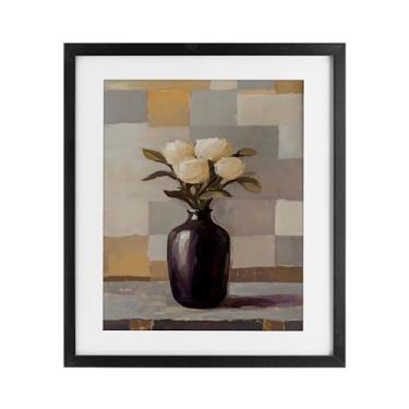 Imagem de Stupell Industries Rosas brancas de luxo em vaso impressão emoldurada branca sob vidro, design por Franklyn Gregory, 16 x 13