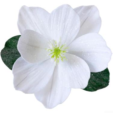 Imagem de Guirlanda de flores artificiais de flanela de Natal, 25 cm de diâmetro com haste de 15 cm, variante dourada/vermelha/azul/rosa