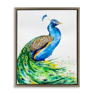 Imagem de Stupell Industries Afrodite Pavão Retrato Marrom Emoldurado Tela Flutuante Arte de Parede Design por Marc Allante, 30 x 25