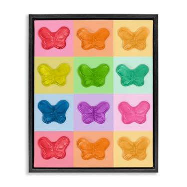 Imagem de Stupell Industries Arte de parede em tela flutuante cinza arco-íris borboleta doce, design por LISH Creative, 78 x 63 cm