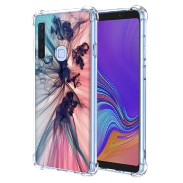 Imagem de WEIOUHR Capa para celular Galaxy A9 2018 Samsung A9 2018 transparente TPU macio, design de padrão abstrato, resistente a choques e arranhões, leve, para Samsung Galaxy A9 2018 (azul escuro rosa)