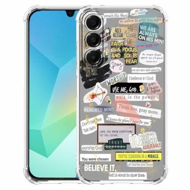 Imagem de Capa para Galaxy A16 com design cristão, versículo bíblico de Jesus citações cristãs capa padrão colagem para cristãos, capa de telefone de TPU macio para Galaxy A16, #4