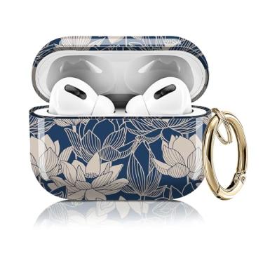 Imagem de Capa compatível com AirPod Pro 2ª/1ª geração 2023/2022/2019, capas fofas com chaveiro dourado para Air Pod Pro 2 e 1, para homens, mulheres e meninas (flor de lótus)