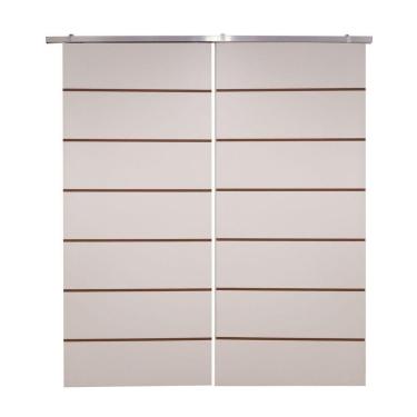 Imagem de Porta Dupla Branco Prime Frisada Kit Alumínio F10 - 210x180